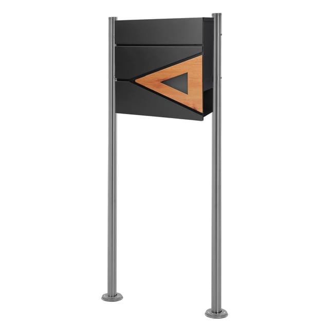 ML-Design Standbriefkasten mit Zeitungsfach Pfosten Ständer 2 Füße Silber