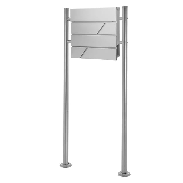 ML-Design Standbriefkasten Hellgrau 37x11x37cm mit Zeitungsfach Pfosten Silber