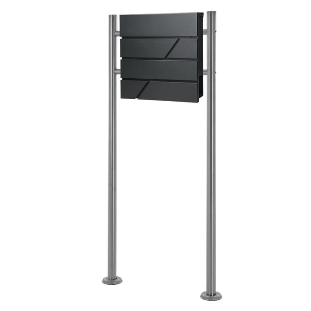 ML-Design Standbriefkasten Anthrazit 37x11x37cm mit Zeitungsfach Pfosten 120cm