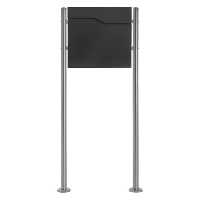 ML-Design Standbriefkasten mit Zeitungsfach Pfosten Silber Metallic 120 cm