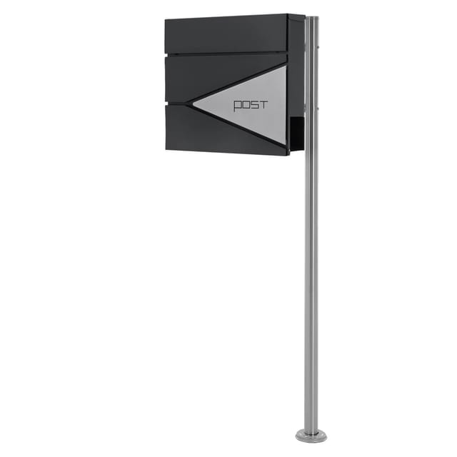 ML-Design Standbriefkasten Anthrazit-Silber mit Zeitungsfach mit Pfosten 120cm