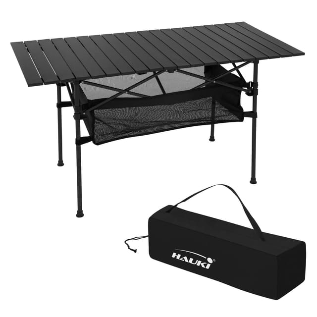 Hauki Campingtisch Faltbar Schwarz 118 x 55 x 64,5 cm Klappbar aus Aluminium
