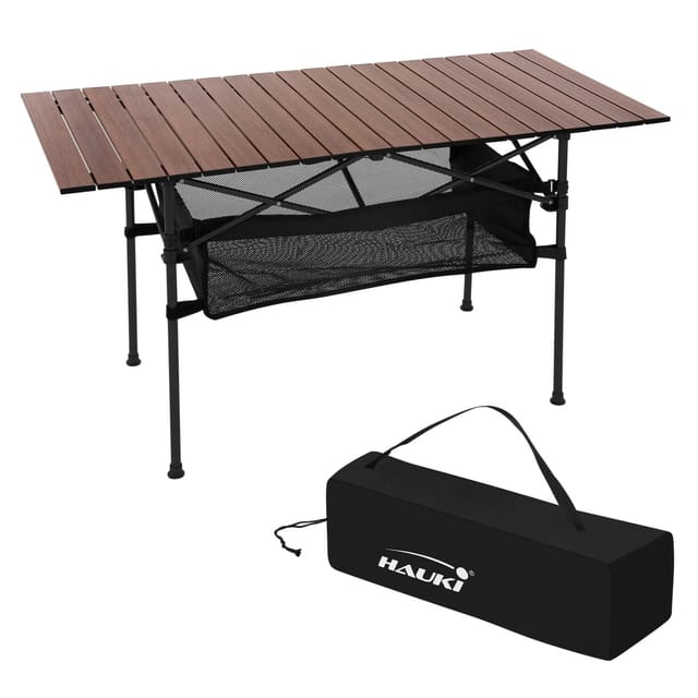Hauki Campingtisch Faltbar Braun 118 x 55 x 64,5 cm Klappbar aus Aluminium