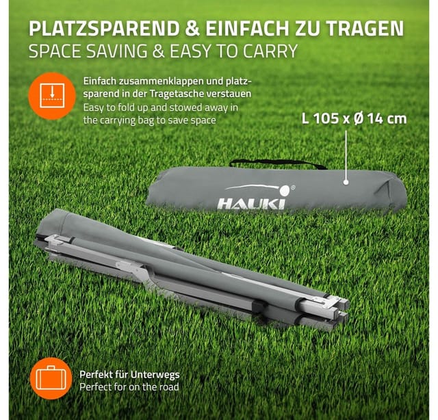 Hauki Campingbett Klappbar Grau 210x83x46 cm XL Feldbett mit Tragetasche