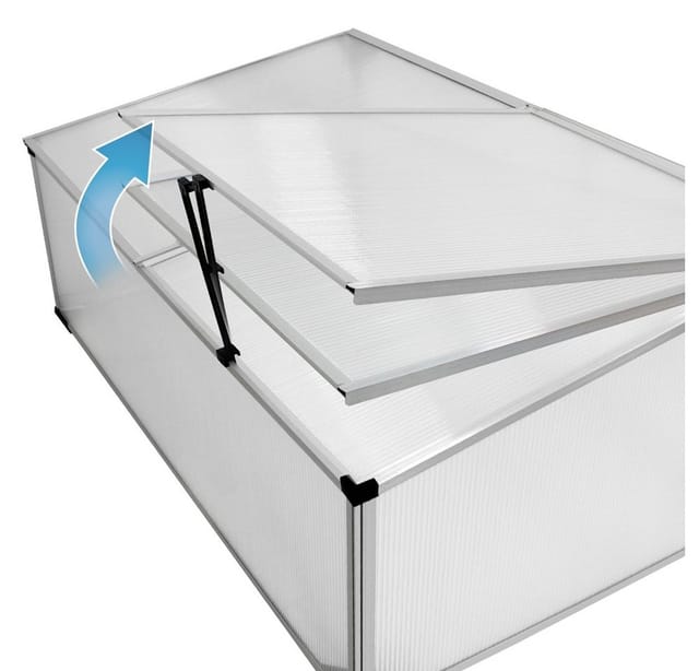 ECD Germany Alu Frühbeet Gewächshaus mit Zweiteiliges Dach 100x60x40 cm