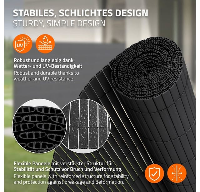 ECD Germany PVC Sichtschutzmatte 100x300 cm Anthrazit Sichtschutzzaun Windschutz