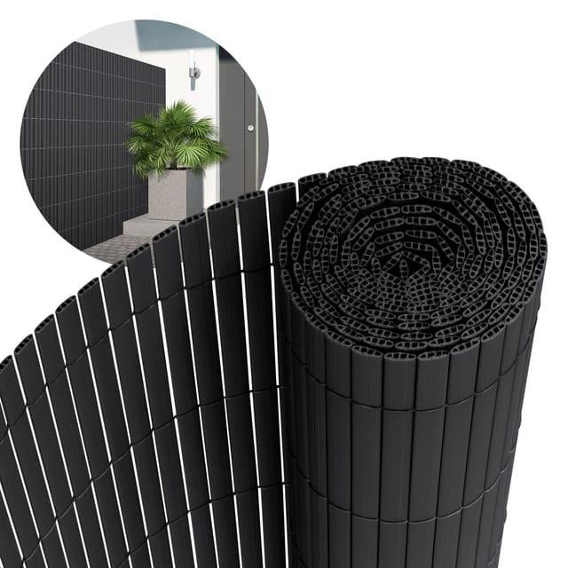 ECD Germany PVC Sichtschutzmatte 160x300cm Anthrazit Sichtschutzzaun Windschutz