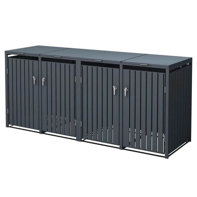 ML-Design Mülltonnenbox 4Er für 4 Tonnen 240L 264x80x116,3 cm Anthrazit Stahl