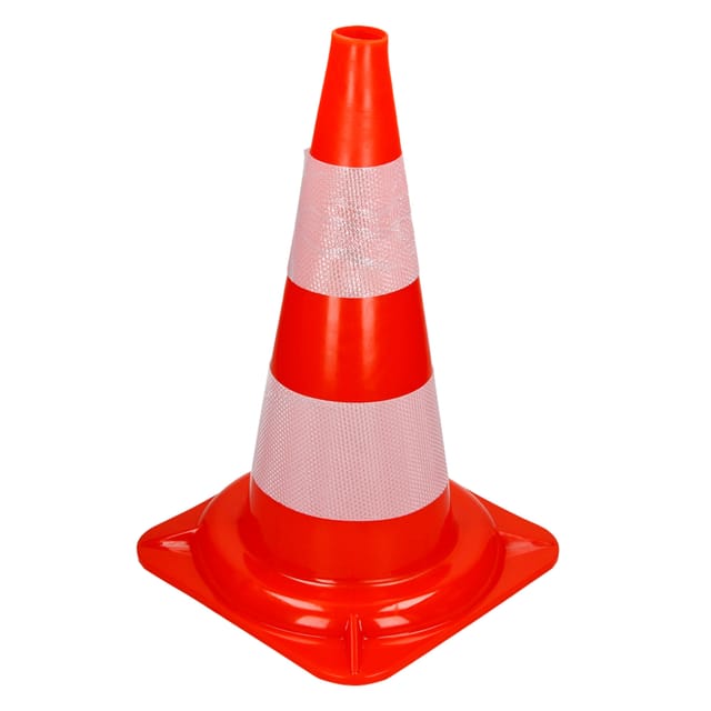 ECD Germany Verkehrskegel Pylone 47cm Orange-Weiß mit 2 Reflektierenden Streifen