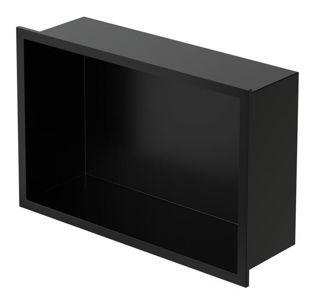LuxeBath Wandnische aus Edelstahl 20x30x10 cm Schwarz Duschnische mit Rahmen