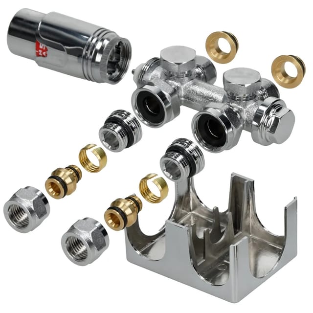 LuxeBath Ventil-Armaturen Set Multiblock Chrom Universal Eck und Durchgangsform