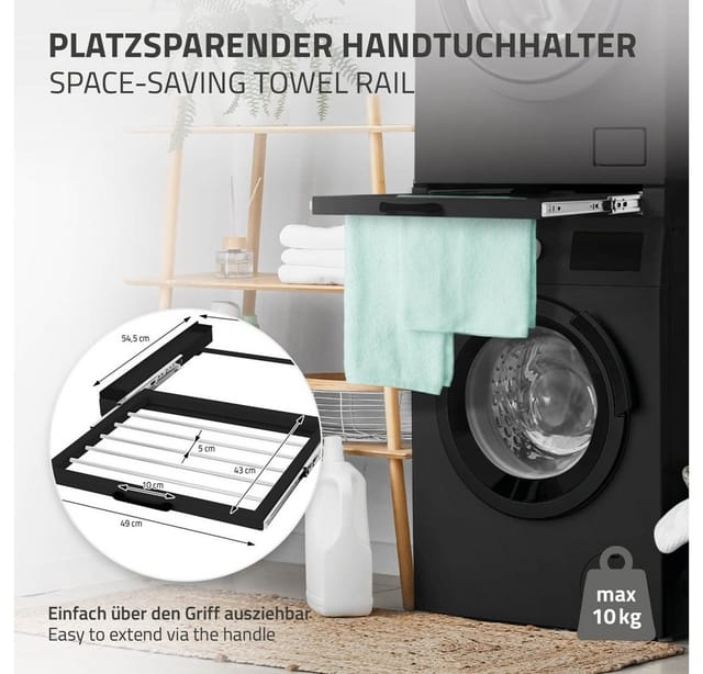 ML-Design Zwischenbaurahmen mit Wäscheleine Stahl 60,5x54,5cm Schwarz