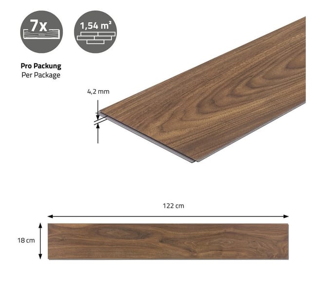 ML-Design PVC Bodenbelag Click Vinyl-Dielen 4,2mm 35 Tlg Outtrigger Eiche Braun