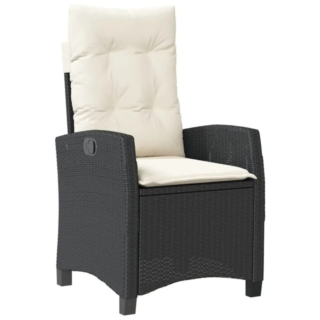vidaXL Gartensessel Verstellbar mit Kissen Stahl Schwarz Poly Rattan