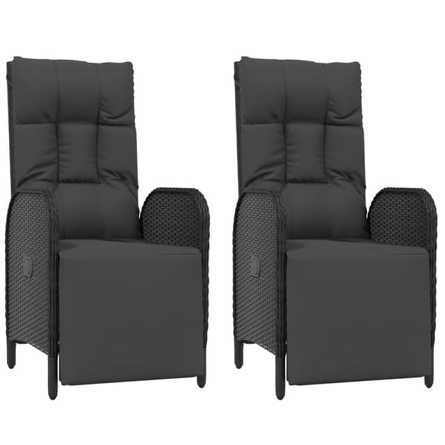Vidaxl - Garten-relaxsessel Mit Kissen 2 Stk. Poly Rattan Schwarz