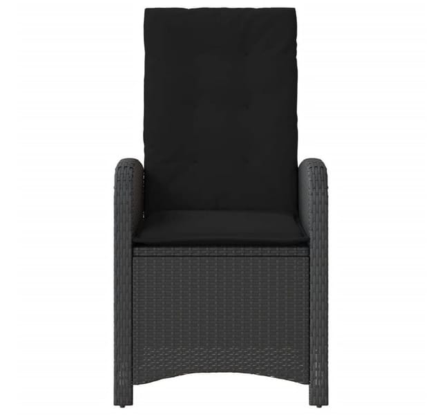 vidaXL Gartensessel Stahl Verstellbar mit Kissen Schwarz Poly Rattan