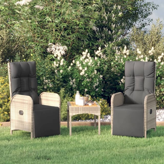 Vidaxl - Garten-relaxsessel Mit Kissen 2 Stk. Poly Rattan Grau