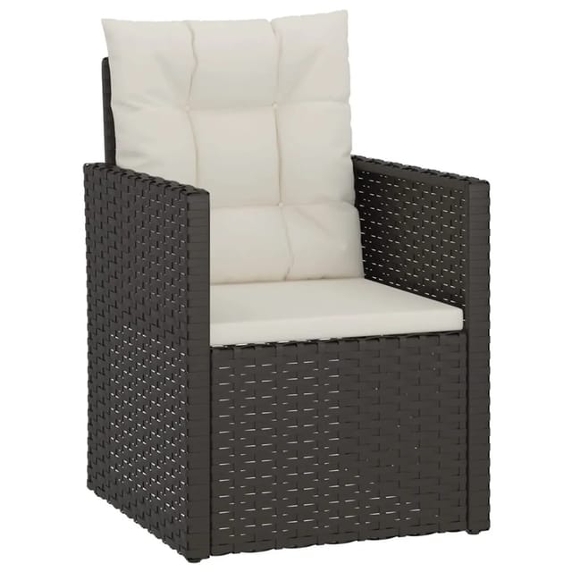 vidaXL Gartensessel mit Kissen Schwarz Poly Rattan Stahl