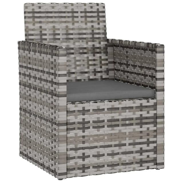 vidaXL Gartensessel mit Kissen Grau Poly Rattan Stahl
