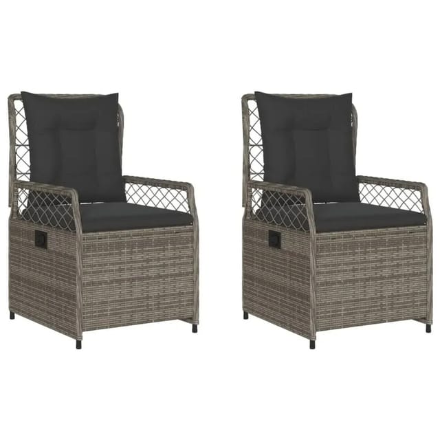 Vidaxl Gartensessel 2 Stk. Verstellbar Grau Poly Rattan
