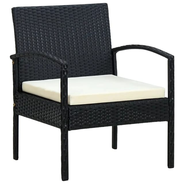 vidaXL Gartenstuhl mit Kissen Poly Rattan Schwarz 58 x 58 x 72 cm