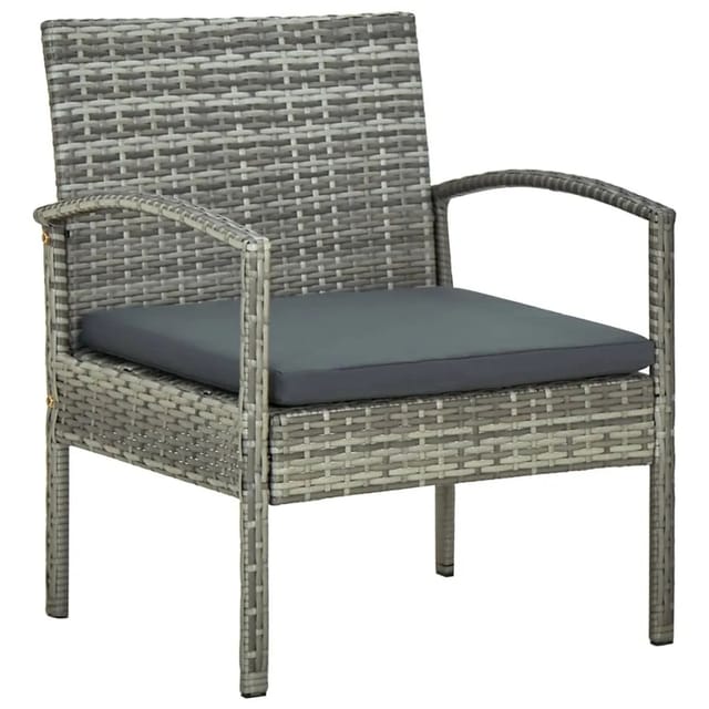 vidaXL Gartenstuhl mit Kissen Poly Rattan Grau 58 x 58 x 72 cm