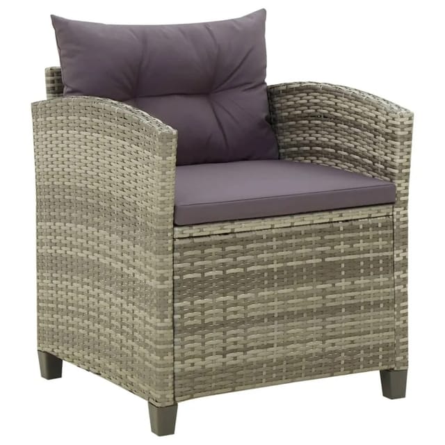vidaXL Gartenstuhl mit Kissen Poly Rattan Grau