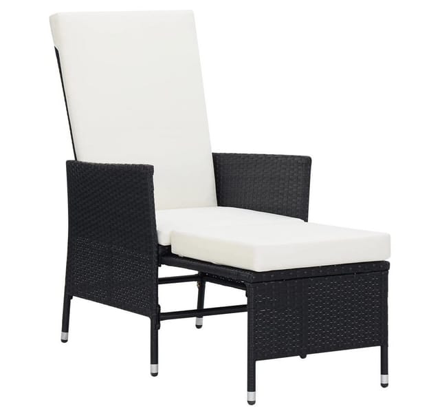 vidaXL Garten-Liegestuhl mit Auflagen Poly Rattan Schwarz