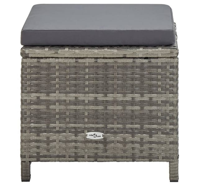 vidaXL Gartenhocker 4 Stk. mit Sitzkissen Poly Rattan Grau