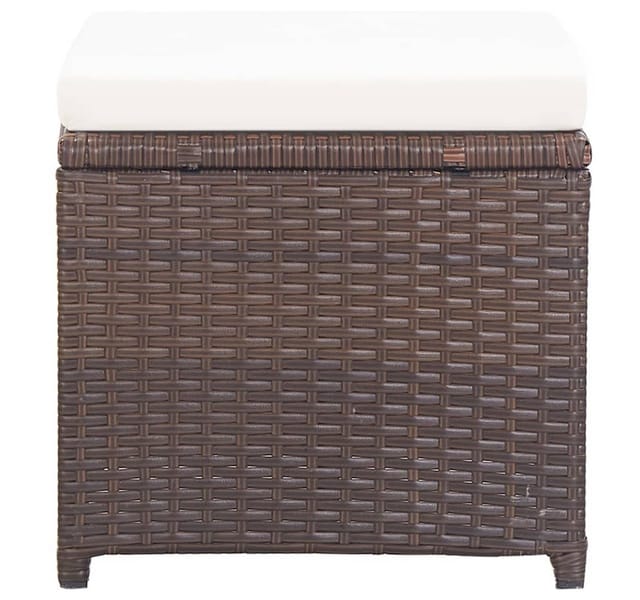 vidaXL Gartenhocker 2 Stk. mit Sitzkissen Poly Rattan Braun