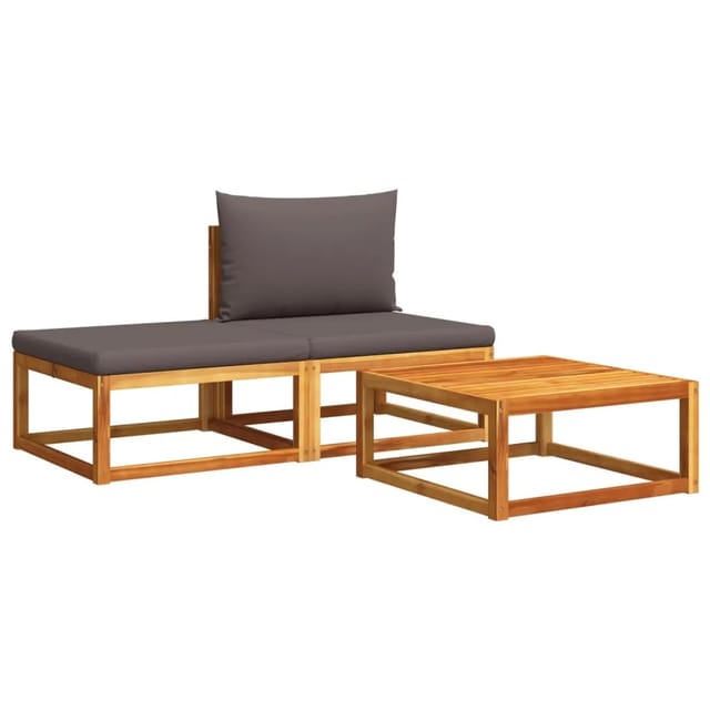 vidaXL 3-tlg. Garten-Sofagarnitur mit Kissen Massivholz Akazie