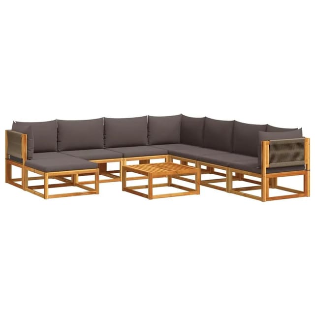 vidaXL 9-tlg. Garten-Sofagarnitur mit Kissen Massivholz Akazie