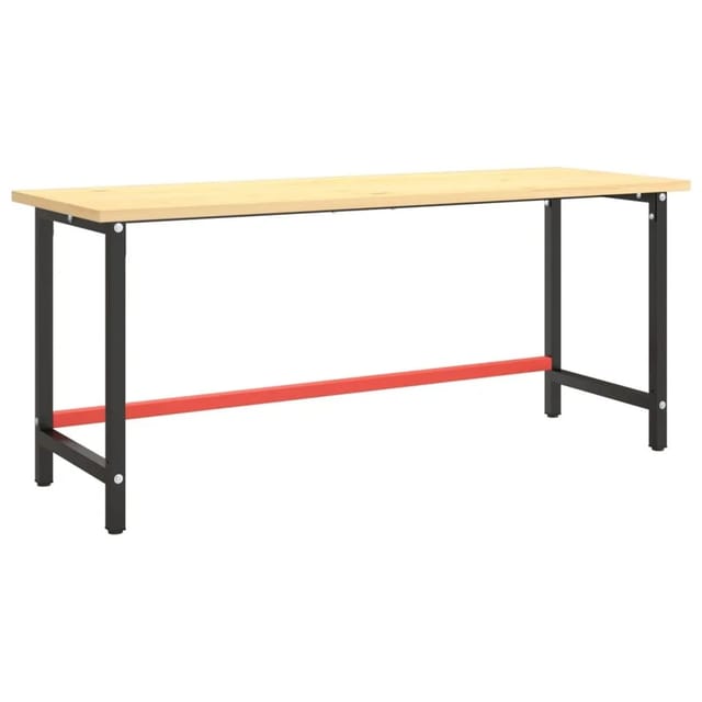 vidaXL Werkbankgestell MattSchwarz und MattRot 180x57x79 cm Metall