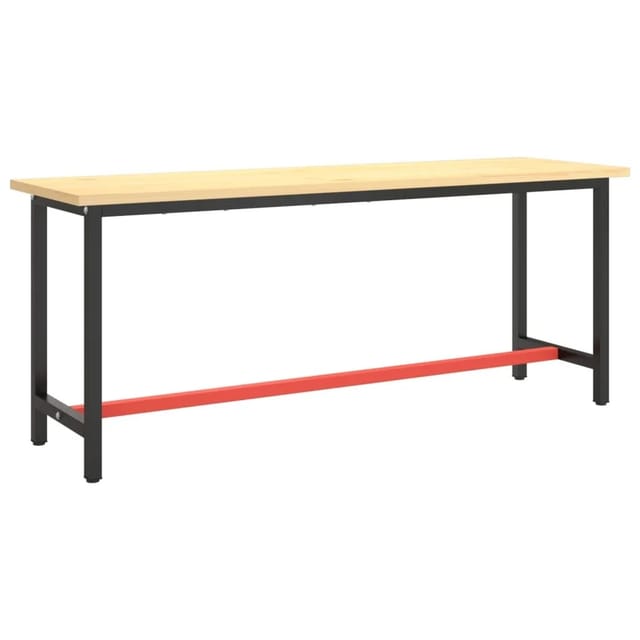 vidaXL Werkbankgestell MattSchwarz und MattRot 190x50x79 cm Metall
