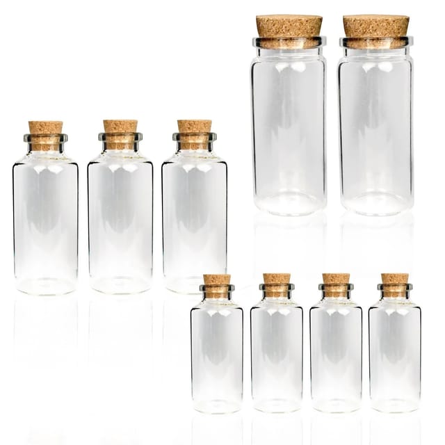Bestlivings Fläschchen Glas mit Korken 12er Pack Mix 2 x 50ml & 4 x 10 ml & 6 x 30 ml