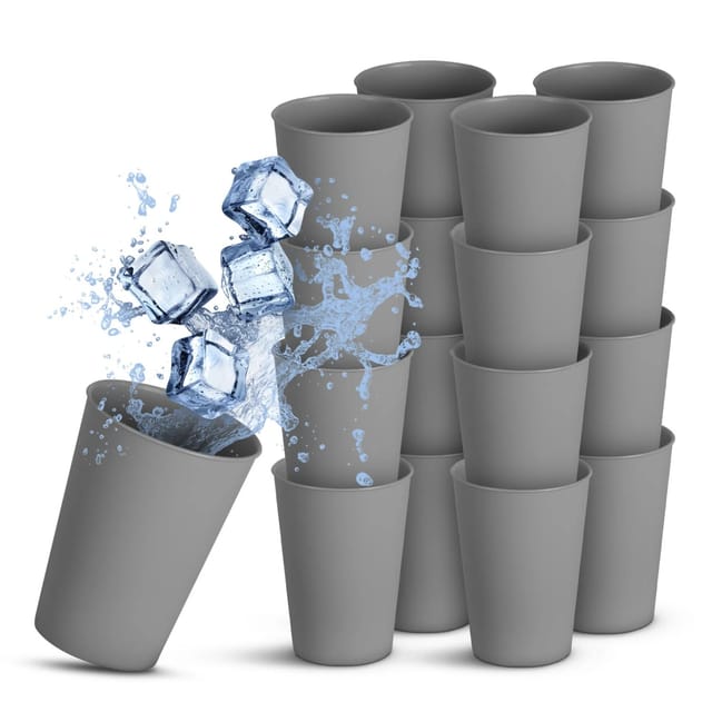 ProHome Becher Kunststoff Grau 0,2 Liter 16er Pack