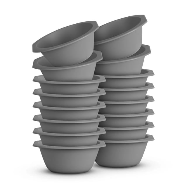 ProHome Kunststoff Schüssel BPA Frei 1,55 x 6 cm Grau 16er Pack