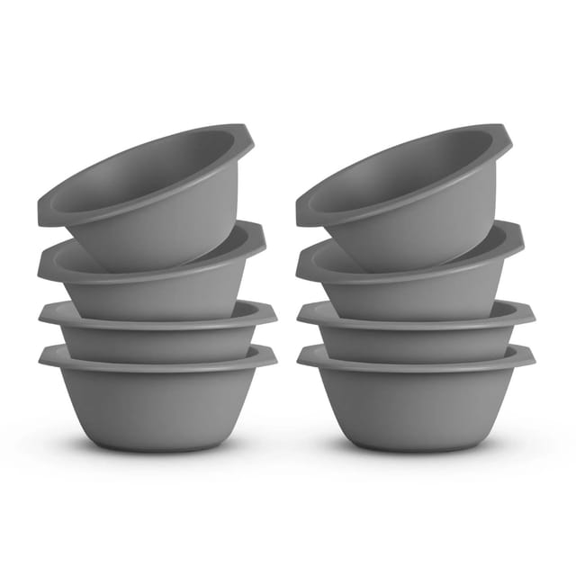 ProHome Kunststoff Schüssel BPA Frei 1,55 x 6 cm Grau 8er Pack