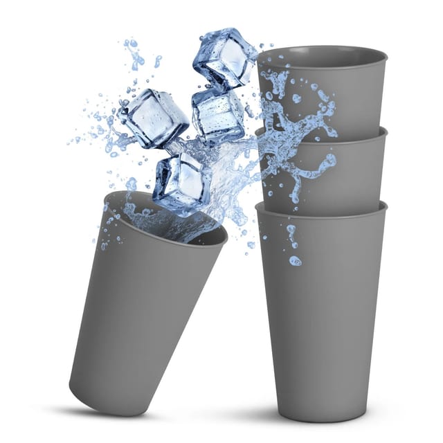 ProHome Becher Kunststoff Grau 0,4 Liter 4er Pack