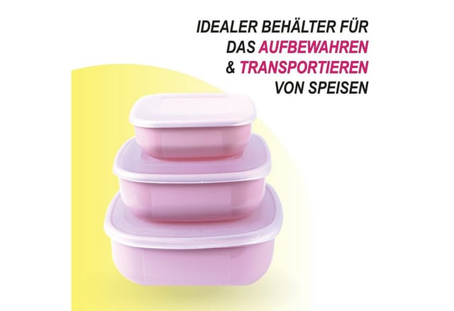 ProHome Vorratsdosen 3er Set Eckig Rosa
