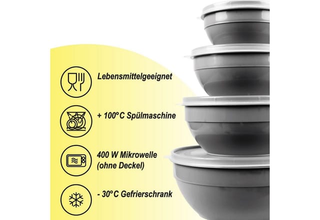 ProHome Vorratsdosen 4er Set Rund Grau
