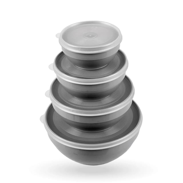 Bestgoodies Vorratsdosen 8er Set Rund Grau 2 x 4er