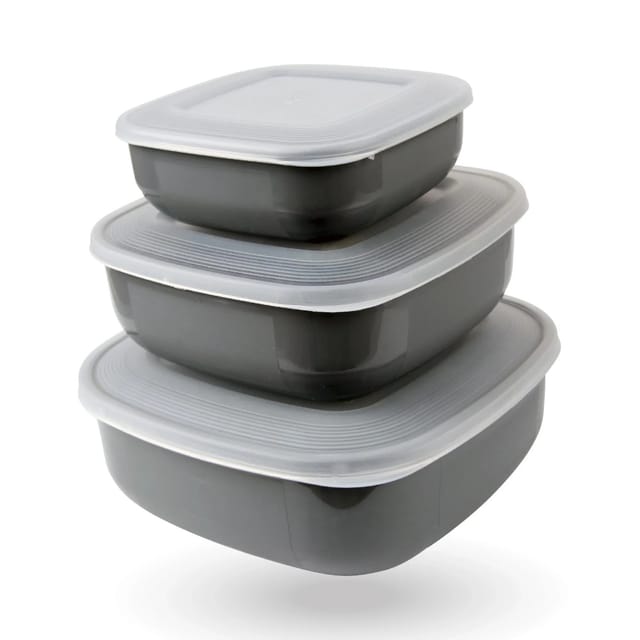 Bestgoodies Vorratsdosen 6er Set Eckig Grau 2 x 3er