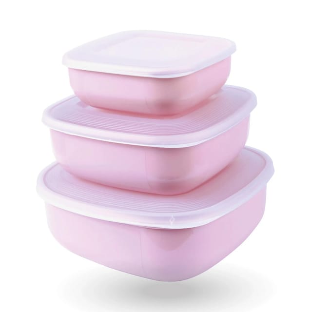 Bestgoodies Vorratsdosen 9er Set Eckig Rosa 3 x 3er
