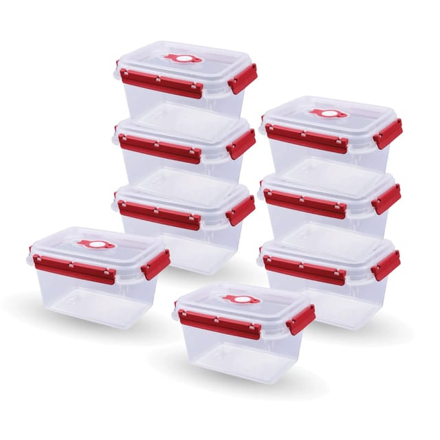 Bestlivings Frischhaltebox 1,5L Lunchbox Im Set Rot 8er Pack