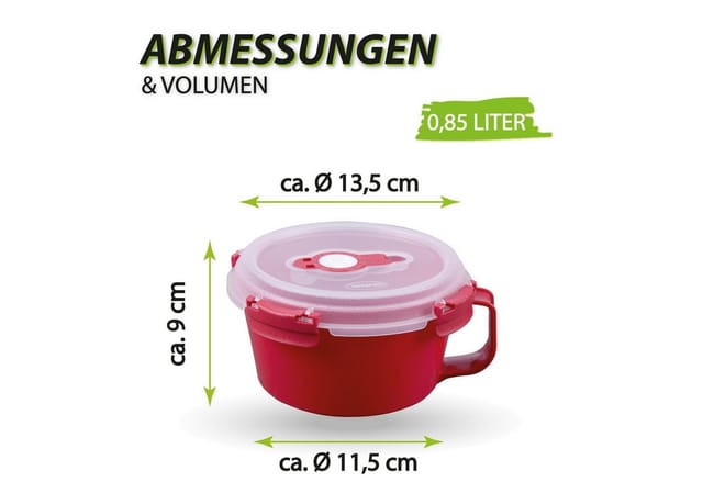 Bestlivings Frischhaltebox 0,85L Frühstücksschale Im Set Rot 2er Pack
