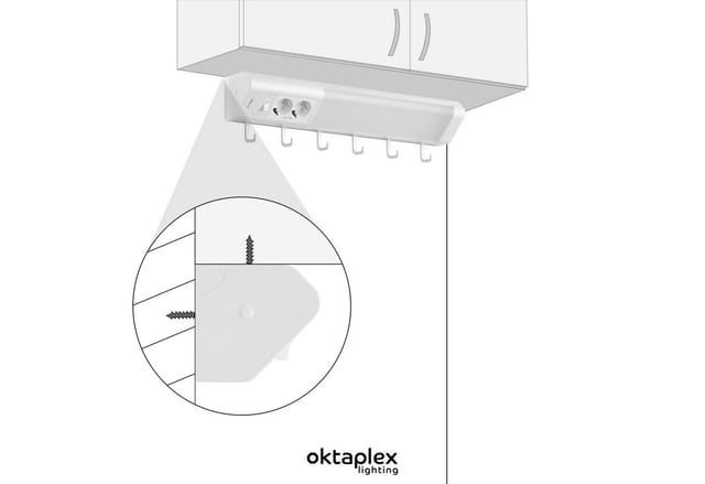Oktaplex Talin LED Unterbauleuchte Küche 50cm mit Steckdose Küchenlicht Warmweiß 3000K 230V
