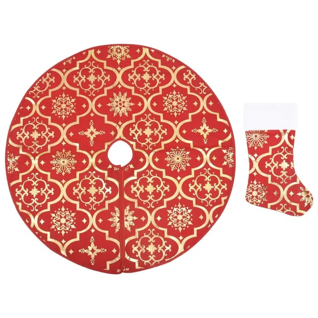vidaXL Luxus-Weihnachtsbaumdecke mit Socke Rot 150 cm Stoff
