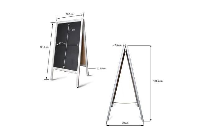 KARAT Kundenstopper Kreidetafel Holzrahmen Weiß 51 x 4,5 x 81 cm