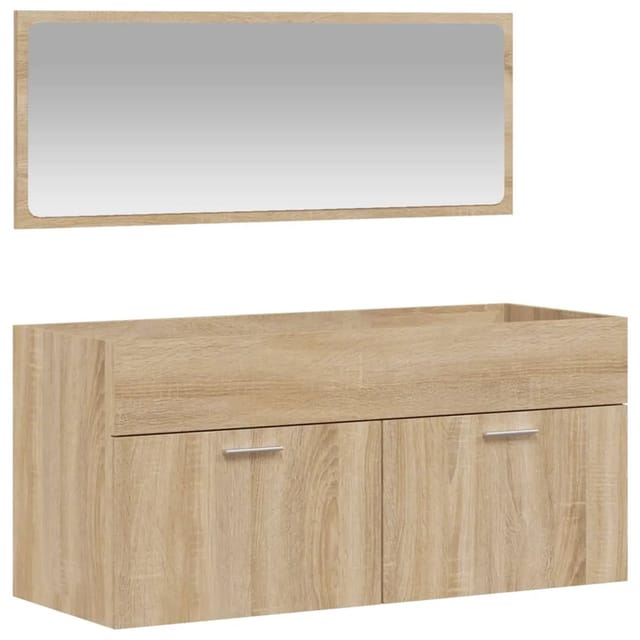 vidaXL Badschrank mit Spiegel Sonoma-Eiche Holzwerkstoff Modell 3